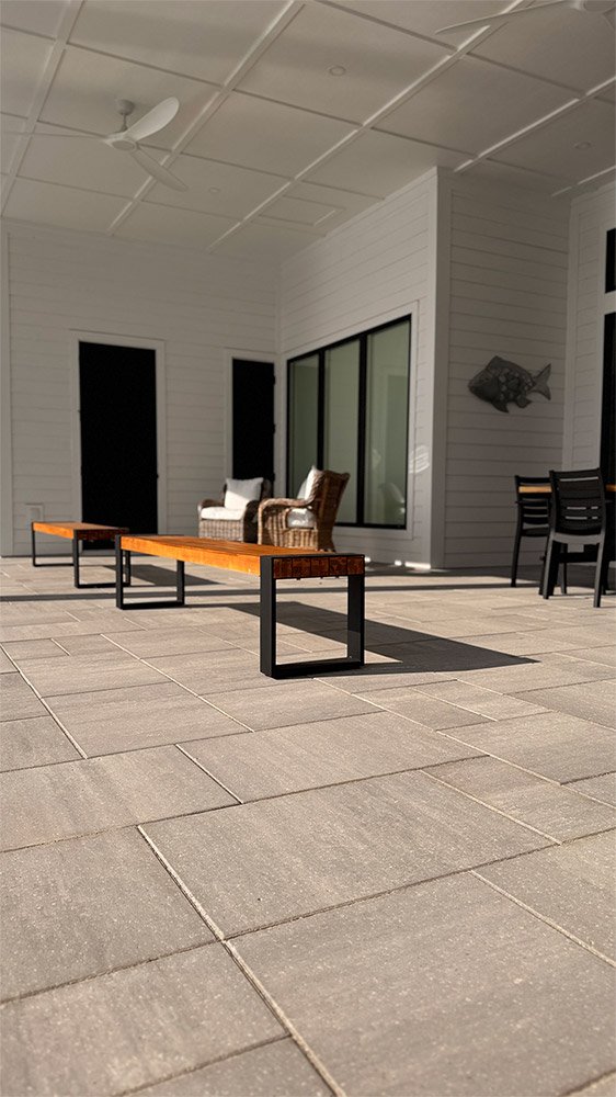 backyard deck with benches