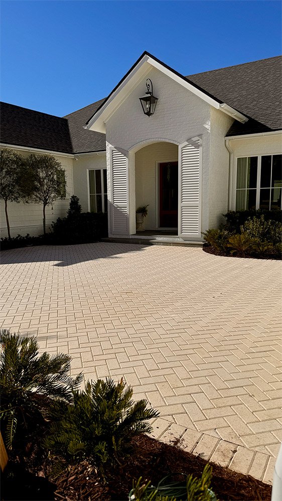 front of house with new pavers